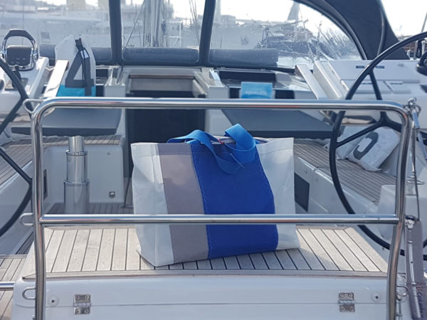 Tote bag náutica La Rochelle azul y gris Aqualata