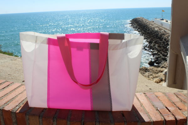 Bolsa de playa náutica La Rochelle Aqualata rosa - gris